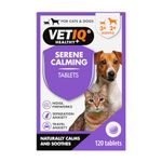 VETIQ Serene Calming Tablets for Cats & Dogs, Helps with Noise, Fireworks, Separation Anxiety & Travel Anxiety, 120 Tablets