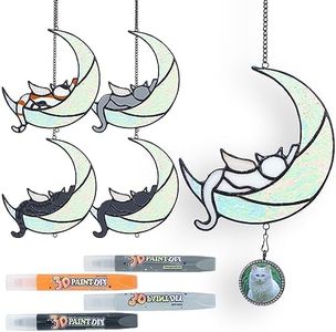 Moon Cat Memorial Gifts,FOCI COZI DIY Loss of Cat Sympathy Gift Stained Glass Window Hanging-Pet Memorial Gifts Cat
