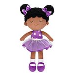 OUOZZZ Baby Doll, Soft Rag Doll Girl with Pony Head, African Rag Doll Cute Doll for Children 3+ Months - Baby Gift for Birth Girl Boy, 15in