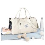 Gym Bag Women Men with Shoes Compartment & Wet Pocket,for Easyjet Airlines Cabin Bag 45x36x20 Underseat Travel Duffel Bag Holdall Tote Carry on Luggage Overnight Bag Carry on Bag,Milky White