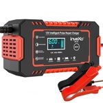 inveXo 12V 6A Smart Car Battery Charger | Car, Bike, Truck | Automotive Trickle Charger, Battery Maintainer & Desulfator with Temperature Compensation | Suitable for Lead Acid, AGM, GEL, SLA Batteries