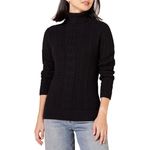 Amazon Essentials Women's Standard Fisherman Cable Turtleneck Sweater, Black, Medium