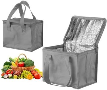 WEZCHUGHAOL 2 Pack Cooler Bag and Insulated Grocery Bags for Food Delivery, Collapsible Cooler, Reusable Shopping Bags for Groceries with Zipper, Foldable, Heavy-Duty, Stands Upright (Gray)