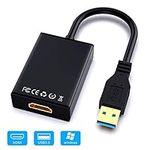 ABLEWE USB 3.0 to HDMI Adapter, USB to HDMI Converter 1080P Full HD(Male to Female) Video Audio Multi Monitor Converter Adaptor for PC Laptop Projector HDTV Compatible with Windows XP 7/8/8.1/10