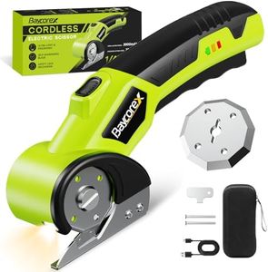 BaycoreX Electric Cardboard Cutter,3000mAh Box Cutter Rechargeable,Cordless Electric Scissors with 2 Blade, 4V Upgrade Motor,Safety Lock & LED Light, Powerful Cutting Tool for Paper Carpet,Green