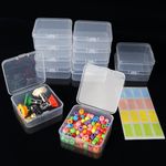 Diamond Painting Storage Containers 12 Pack, Bead Organizer Small Plastic Box with Hinged Lid & 1 Sheet Label Sticker,Craft Storage Organizer for Diamond Painting Supplies, Jewelry Making,Parts