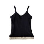 Alexvyan Girls Women Female L-Size Black Narrow Slips Slim Fit Cotton Thermal Fleece Lined Underwear Tops Camisole Top Warm Base Layer Stretchy Body Shaper Vest for Winter