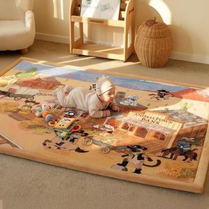 1.5" Thick Baby Floor Play Mat 79x118 Memory Foam Kids Mat(Cowboy)