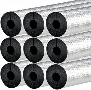 EaseThrift Pipe Insulation Foam Tube Self Adhesive 16 " L Peel and Stick Pipe Insulation Foam Wrap Aluminum Foil Pipe Covers for Spigot (9, Outdoor 0.6'' Thickness, 1 1/2'' IPS NPT)