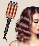 Urban Yog 3 Barrel Hair Curler for Women's Hairstyle | Double Ceramic Coated Barrels | Instant Heat Up | Adjustable Temperature Settings with LED Display | Black & Rose Gold