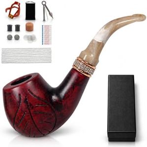 Pipevanta Carved Solid Wood Tobacco Pipe With Care Kit Included,Gift Set
