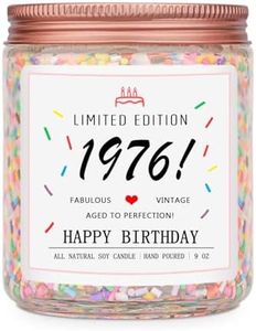 Homsolver 50th Birthday Gifts for Her Women, Decorations Gifts for 50 Year Old Woman, 50th Birthday Candles - Limited Edition 1976 Handmade (Vanilla Birthday Cake Scent with Sprinkles)