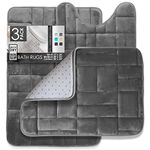 Clara Clark Bathroom Rugs, Velvet Memory Foam Bath Mat, Non-Slip Bath Rugs, Machine Wash, Dries Quickly, Ultra Soft Plush Bath Mats for Bathroom, Tiled - Gray