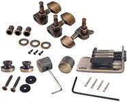 Alnicov Combo Kits Bronze Saddle Bridge Tuning Pegs Control Knobs Strap Locks Wrenches Screws Washers for 3 String Cigar Box Guitar