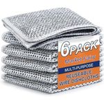 Market Fairy Stainless Steel Mesh Wire Multipurpose Rags | for Wet & Dry, Easy Rinsing, Reusable | Dishwash Cleaning Cloth for Sink & Utensils (Double Layer- 6 Pack)