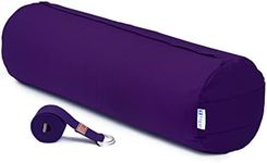 YOGAN Yoga Bolster| Buckwheat Hulls | Organic Cotton | Removable and Washable Cover (Royal Purple)