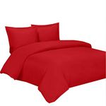 100% Cool Duvet Covers, Viscose Made from Bamboo Duvet Cover Set, Comforter Cover - Duvet Cover Set with Corner Ties and Button Closer, King/Cal King Size Red