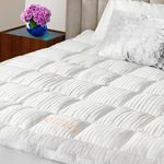 Belle Terre Cooling Mattress Topper - Ultra Soft and Thick Mattress Pad with Feather - Bed Cushion with Breathable Bamboo Cover and Deep Pockets - Pillow Top Mattress Topper Protector (Queen)