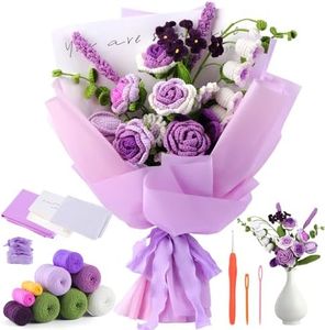 JUAYING Crochet Kits for Beginners Adults, Flower Beginners Crochet Kit, Complete Crochet Starter Kit, Knitting Kit with Step-by-Step Video Tutorials for DIY Craft Crochet Flower Bouquets
