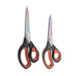 LIVINGO 2 Pack Premium Tailor Scissors Heavy Duty Multi-Purpose Titanium Coating Forged Stainless Steel Sewing Fabric Leather Dressmaking Shears Professional Crafting (8.5 & 9.5INCH)