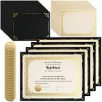 Fainne 50 Sets Certificate Kit Includes 50 Pcs 9.5 x 12 Inch Certificate Holders 50 Pcs Letter Size Certificate Papers 50 Pcs Gold Foil Award Seals Diploma Covers for Appreciation (Black, Gold)