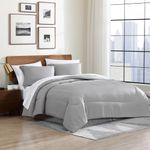 Cathay Home Basic Bedding Essential Ultra Soft All Season 8PC Wrinkle Resistant Microfiber Bed in a Bag Set (Includes Complete Sheet Set, Comforter & Bedskirt) - Full, Light Gray