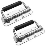 NORSON-NADISHA 2Pcs Box Handles Spring Folding Handle Metal Chest Handle Flight Case Handle, 122x41mm Stainless Steel Spring Loaded Box Handle Luggage Hardware for Toolbox Storage Boxes Replacement