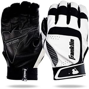 Franklin Sports MLB Adult Shok-Sorb Neo Batting Gloves, White/Black, Medium