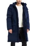 Rejork Men's Extra Long Parka Winter Coats Hooded Puffer Jacket Heavy Warm Water-resistant Outerwear Cold Weather, Navy, L