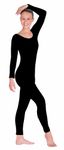 Eurotard 44129 Adult Microfiber Long Sleeve Unitard (Black, Small)