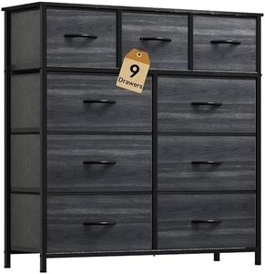 YITAHOME Dresser with 9 Drawers - Fabric Storage Tower, Organizer Unit for Living Room, Hallway, Closets - Sturdy Steel Frame, Wooden Top & Easy Pull Fabric Bins (Charcoal Black Wood Grain)