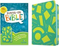 NLT Hands-On Bible for Kids, 3rd Edition (Green Lines and Shapes LeatherLike): Full-Color, Family Activities, Amazing Facts, Charts, and Maps