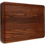 AZRHOM Large Walnut Wood Cutting Board for Kitchen 17x11 (Gift Box) with Non-Slip Mats Juice Groove Handles Extra Thick Reversible Butcher Block Chopping Board Cheese Charcuterie Board