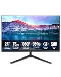 24 Inch Monitor 75Hz Full HD (1920 x 1080), high brightness Gaming Computer Monitors UltraSlim Bezels, Wall Mountable PC Monitors 1080p HDMI VGA, PC Monitor 24 Inch Computer Screen Low Blue Light Lag