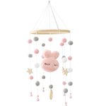 Uposao Baby Bed Mobile Wind Chime Rattle Toy Bamboo Newborn Nursery Hanging Bed Bell With Felt Ball And Bunny Decor Wooden Ornament Gift For Baby