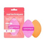 Real Techniques Miracle 2-In-1 Powder Puff, Dual-Sided, Full-Size Makeup Blending Puff, Reversible Elastic Band, Precision Tip Makeup Sponge and Powder Puff, For Liquid, Cream and Powder, 1 Count