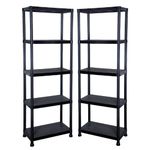 Taylor & Brown 2 x 5 Tier Heavy Duty Black Plastic Garage Storage Shelving 60cm Wide Shelves Shed Shelf Unit Home Office Pantry Workshop Racking (60 x 30 x 172cm)