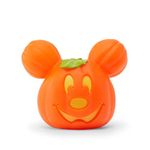 Disney Store Official Mickey Mouse Small Light-Up Jack-o'-Lantern, 16.5cm/6”, Moulded Carved Pumpkin with Smile, Indoor/Outdoor Halloween Decoration Features Timer Settings and On/Off Switch