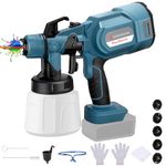 Cordless Paint Sprayer Compatible with Makita 18V Battery with 1000 ml Paint Container, 5 Nozzles (0.8/1.0/1.2/1.8/2.5mm) 3 Spray Patterns HVLP Electric Spray Gun for Walls, Furniture