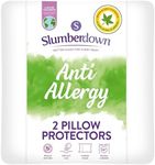 Slumberdown Anti Allergy Pillow Protector 2 Pack - Anti Bacterial & Dust Mite Resistant Soft Touch Quilted Pillow Protectors - Machine Washable, Hypoallergenic, Fits UK Standard Size Pillow 48 x 74cm