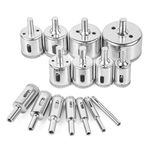 Tile Hole Saw, EVERMARKET 15 Pcs Diamond Holesaw Drill Bit Extractor Remover Tools for Glass, Porcelain, Ceramic, Granite Stone Drill Bits 6-50mm