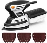 Detail Sander Towallmark 15,000 OPM Compact Electric Sander with 12Pcs Sandpapers,Efficient Dust Collection System, Multi-Function Hand Sander for Woodworking (1.7A, Grey)