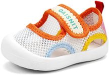 OAISNIT Baby Girls Boys Sandals Summer Sneakers Non-Slip Lightweight Beach Water Shoes Toddler First Walkers, 3-white, 18-24 Months Toddler