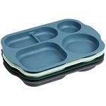 Greentainer Unbreakable Divided Dinner Plates for Kids Adults - 11 Inch Lightweight Plates with 5 Compartments, Serving Platter Dishes for Camping Barbecue Baking, Microwave Dishwasher Safe