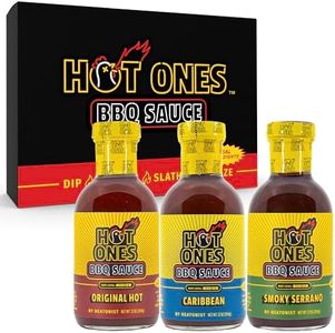 Hot Ones BBQ Sauce Trio - Variety Pack - Gift Set - Original, Smoked Serrano, Caribbean