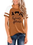 hohololo Halloween Tshirts Women Hocus Pocus Shirt Sanderson Witch Graphic Tshirt,Orange-A,L