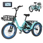 MOONCOOL Electric Trike for Adults, 500W 48V Electric Tricycle for Adults, 20"x3.0" Fat Tire 3 Wheel Electric Bike, Folding Aluminum Adult Tricycle with Removable Battery