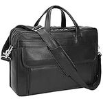 TIDING Men's Genuine Leather Briefcase 17 Inch Laptop Case Business Travel Work Messenger Shoulder Bag