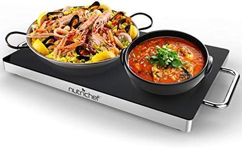 NutriChef Electric Hot Plate Tray Dish Warmer with Black Glass Top | Ideal for Home, Buffets, Parties, Kitchens & Restaurants | Warming Tray for Food | Tortilla Warmer - Dimensions: 16.5 x 11