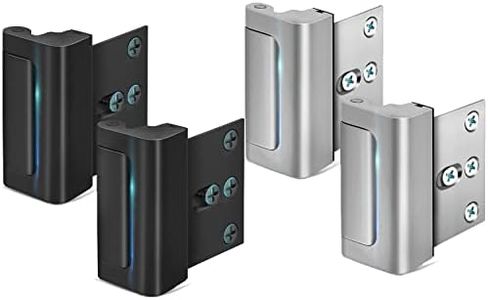 Home Security Door Lock, Childproof Door Reinforcement Lock with 3 Inch Stop Withstand 800 lbs for Inward Swinging Door, Upgrade Night Lock to Defend Your Home (Black-2 Pack + Silver-2 Pack)